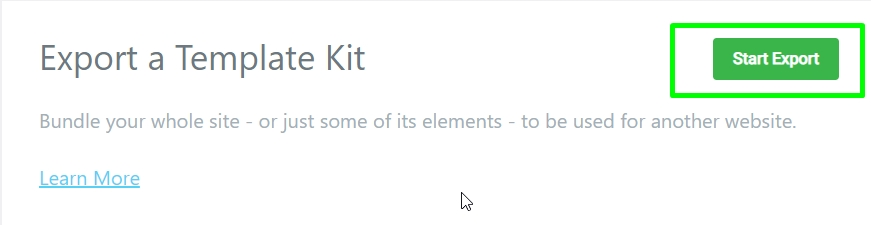 Export Elementor Template Kit